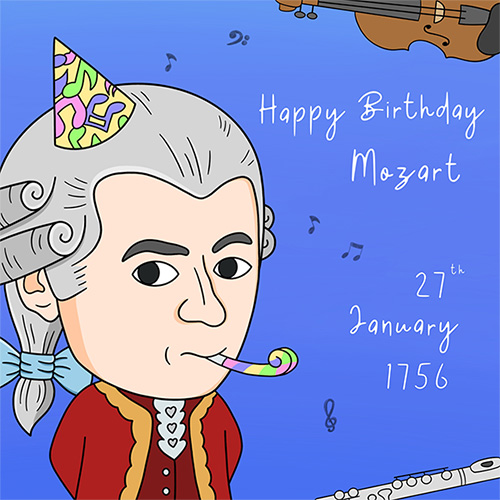 Digital Drawing for Mozart's Birthday on social media