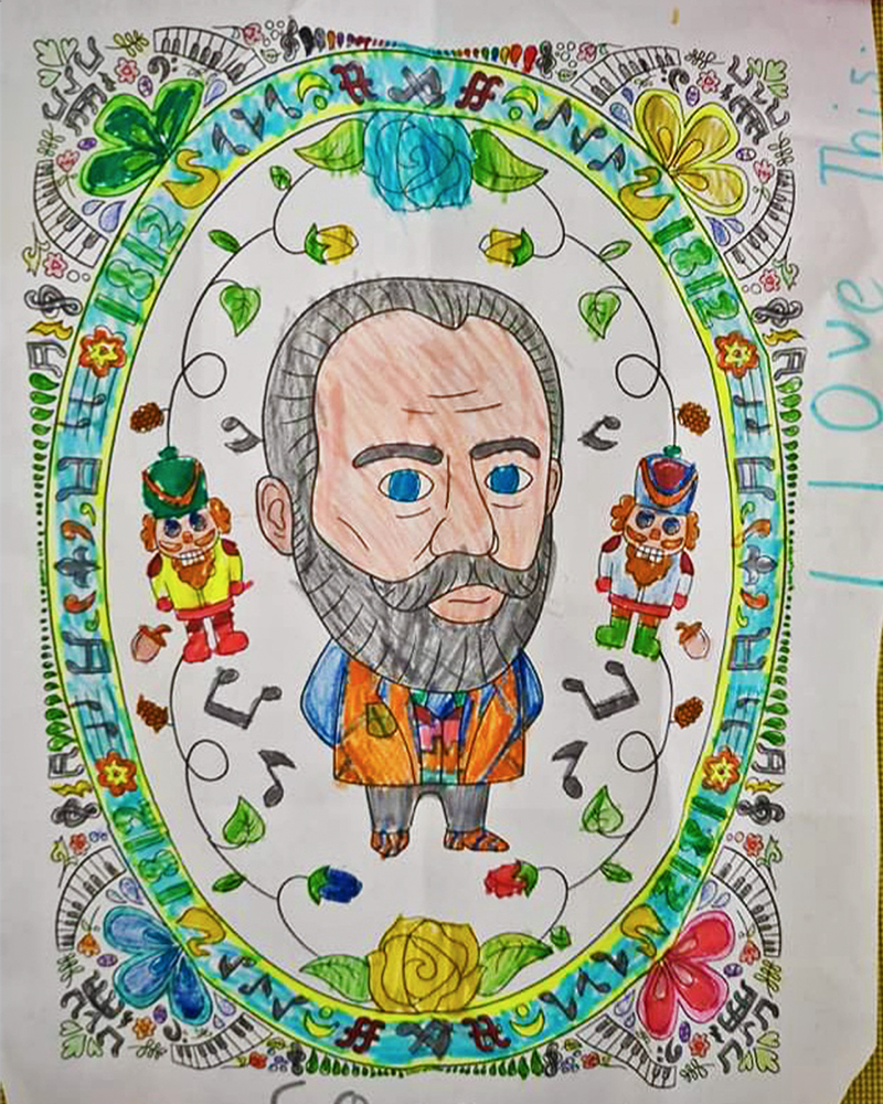 Tchaikovsky coloured by a young child using pens